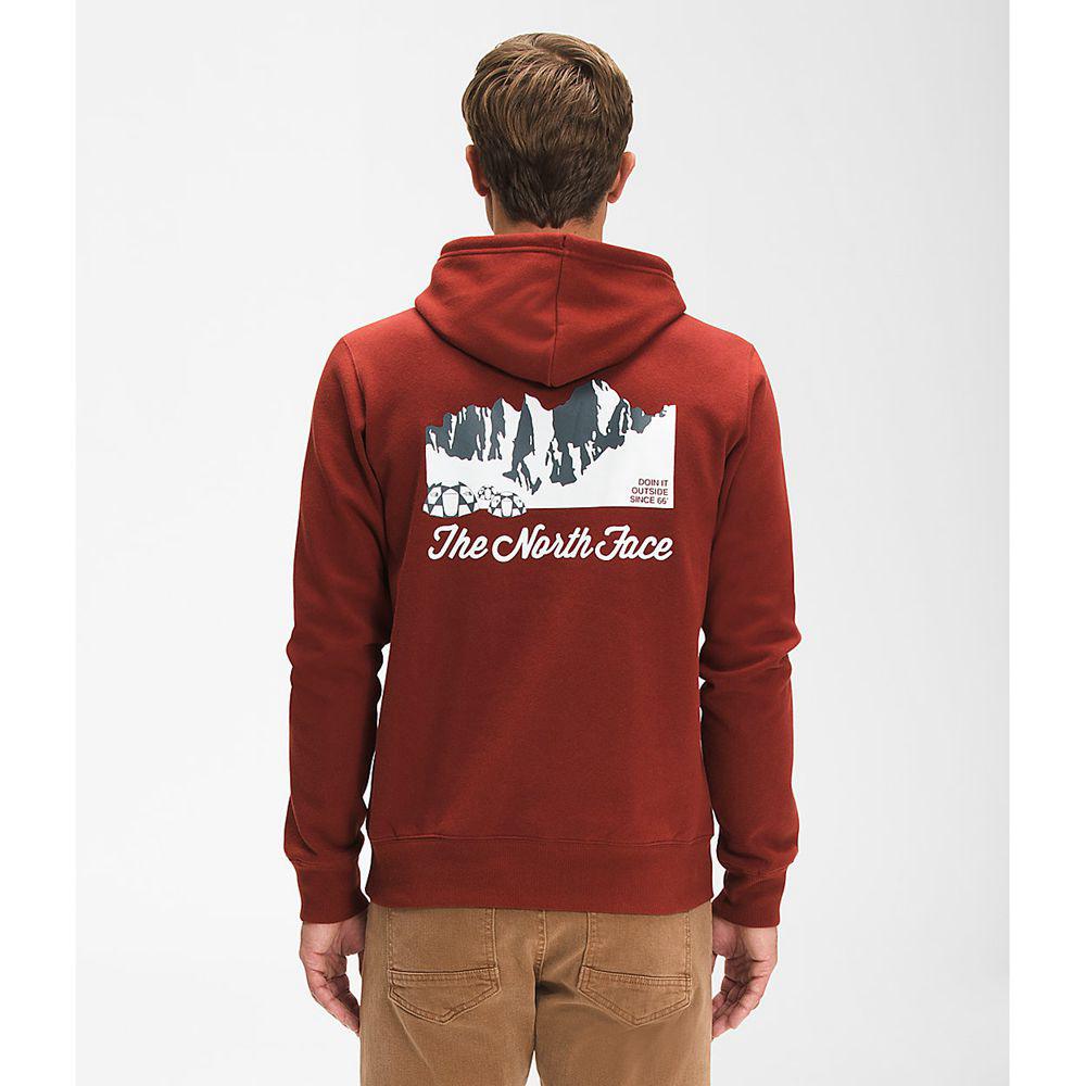 The North Face Mountain Scene Pullover Ανδρικα Φούτερ Hoodie - Κοκκινα (SMBN92410)